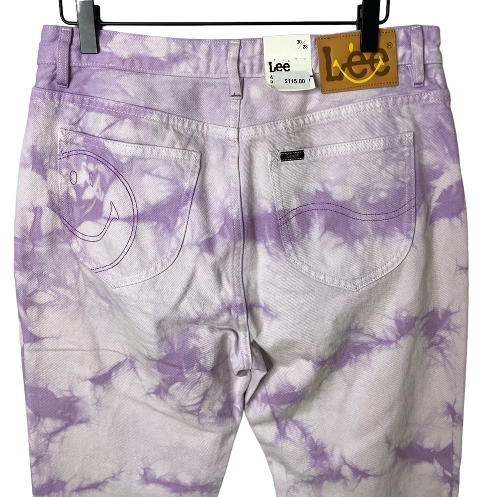 Lee Smiley x Tie Dye High Waist Flare Jeans Purple Size 28 Special Edition - Picture 6 of 9